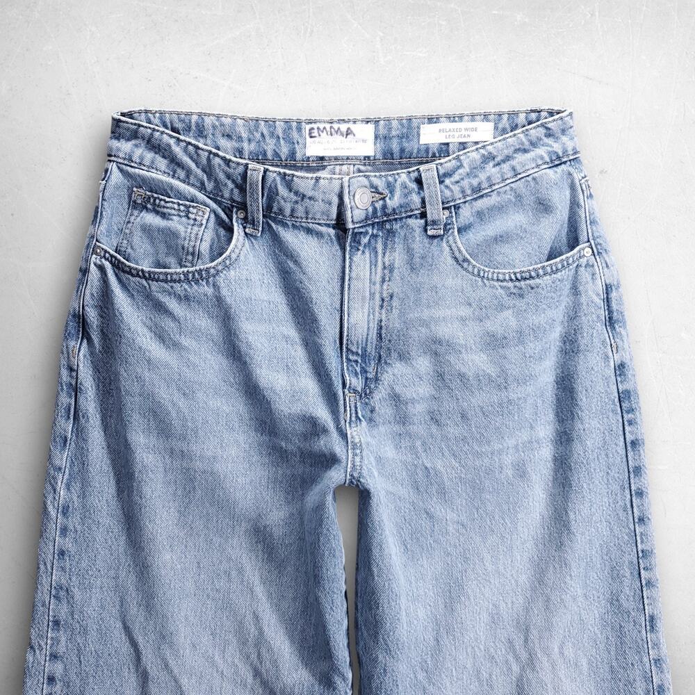 Cotton:On Relaxed Wide Leg Jeans 100% Cotton Denim Women 6 Light Blue Skater 90s - Picture 11 of 13
